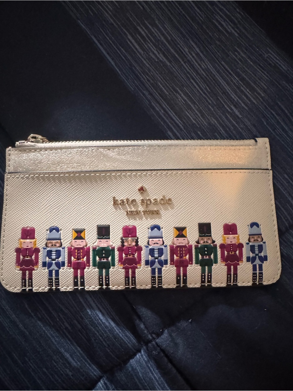 kate spade Metallic Gold Nutcracker Zip Pouch